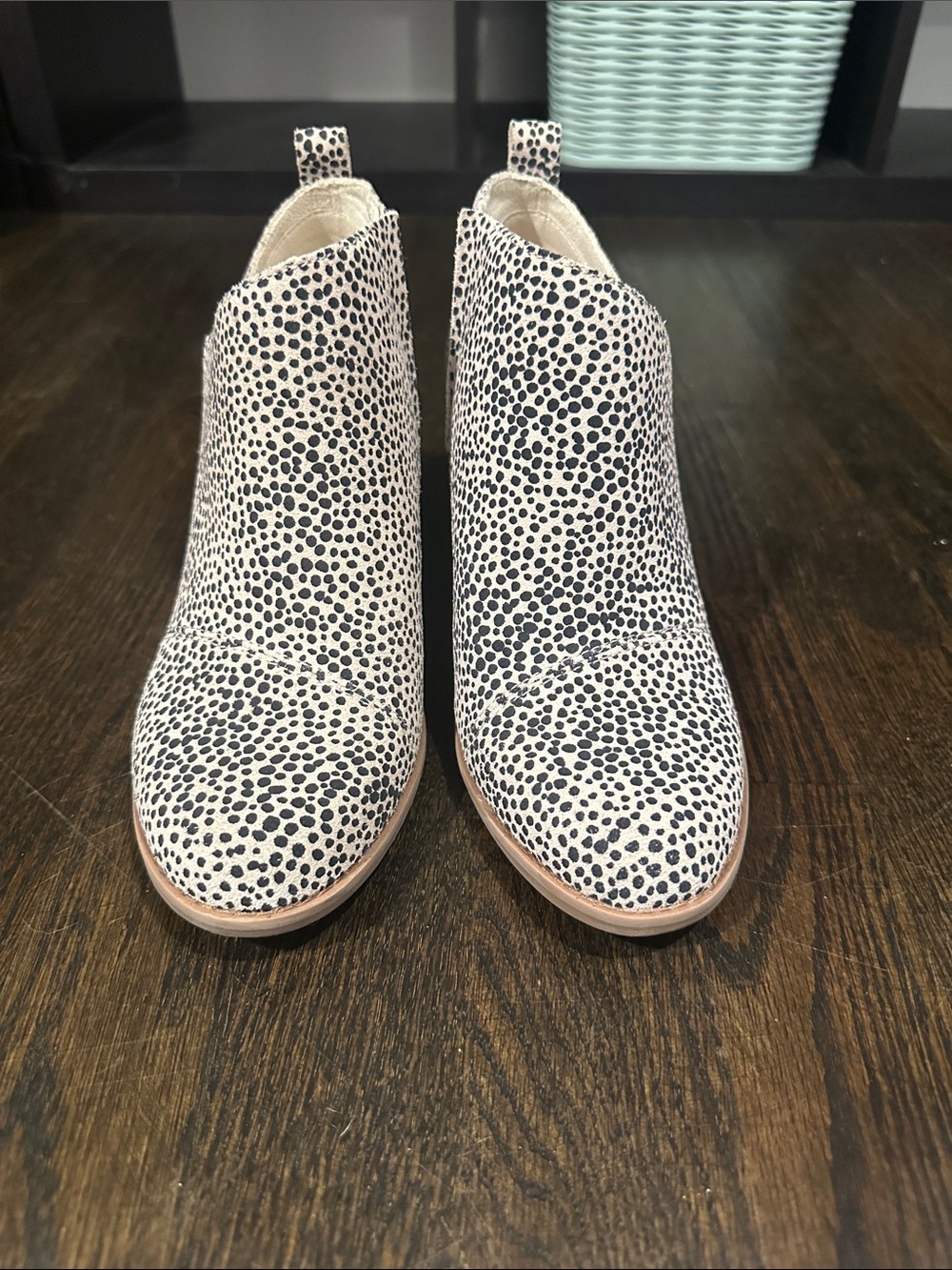 Toms Black and White Spotted Ankle Booties